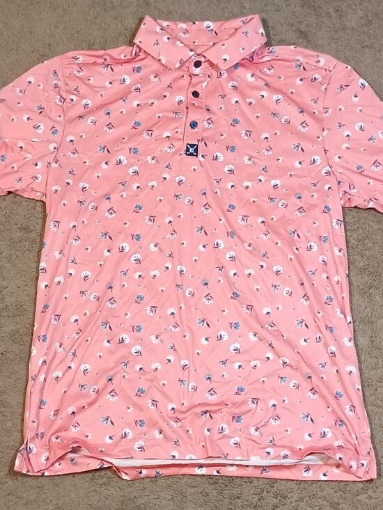 Con.Struct Other - Con.Struct/Polo Shirt/Mens Medium/Pink Coral Floral/Golf Preppy Athleisure Polo